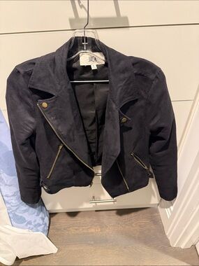 Jack Black Cropped Moto Jacket with Brass Hardware